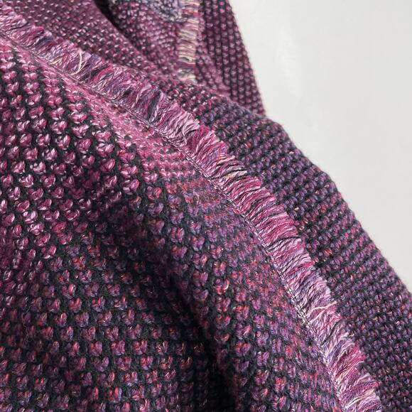 Chicos Marled Fringe Cardigan Sweater Purple Colorblock Metallic Knit Jacket XL - Picture 7 of 12